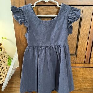 Girls Navy Ruffle Sleeve Dress - Classic Everyday Style - there is no tag FYI